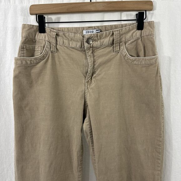 Izod Tan Corduroy Cord Pants Womens Size 8 Stretch Academia Fall Neutral Y2K - Picture 4 of 11